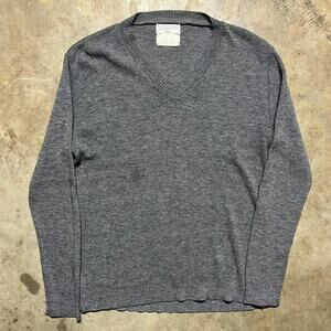 Vintage 70s Sears Grey Acrylic V-Neck Sweater